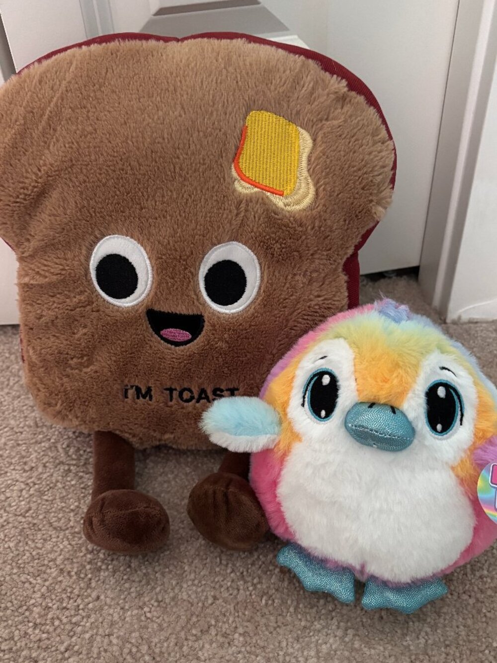 Im Toast and Tie Dye Bird Plushie Stuffed Animal